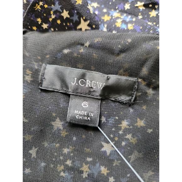 NWT J Crew Ruffle Back Silk Dress in Starry Sky Print Navy sz 6 Maxi Slip Summer - Picture 14 of 14